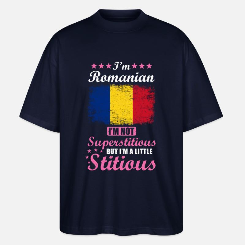 Cadeau roumain drôle disant Roumanie - T-shirt bio Blaster 2.0 coupe oversize Stanley/Stella Unisexe - marine