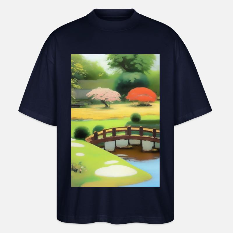 Chinesischer Zen Garten - Stanley/Stella Oversized Unisex Bio T-Shirt Blaster 2.0 - Navy