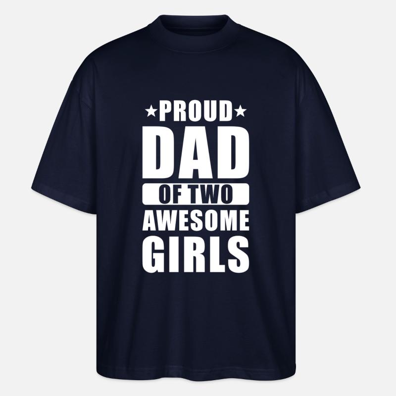 Stolzer Papa zwei Töchter - Stanley/Stella Oversized Unisex Bio T-Shirt Blaster 2.0 - Navy