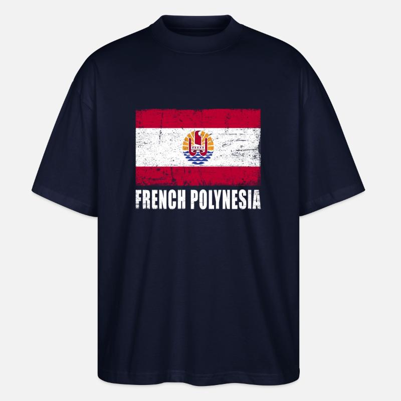 Französisch Polynesien Flagge - Stanley/Stella Oversized Unisex Bio T-Shirt Blaster 2.0 - Navy