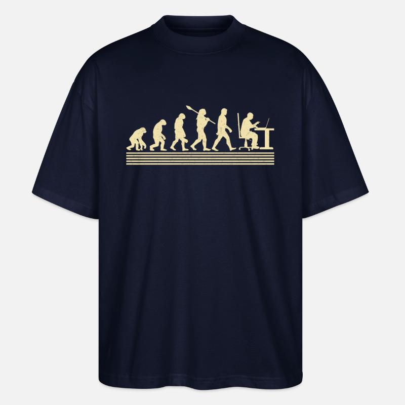 Evolution Des Computerprogrammierers - Stanley/Stella Oversized Unisex Bio T-Shirt Blaster 2.0 - Navy