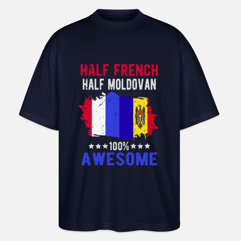 Moitié Français moitié moldave - T-shirt bio Blaster 2.0 coupe oversize Stanley/Stella Unisexe - marine