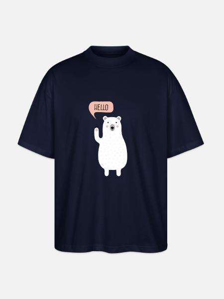 Cute Winter Polar Bear Illustration - Stanley/Stella Oversized Unisex Organic T-shirt Blaster 2.0 - navy