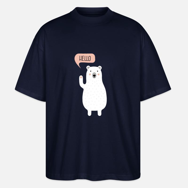 Cute Winter Polar Bear Illustration - Stanley/Stella Oversized Unisex Organic T-shirt Blaster 2.0 - navy