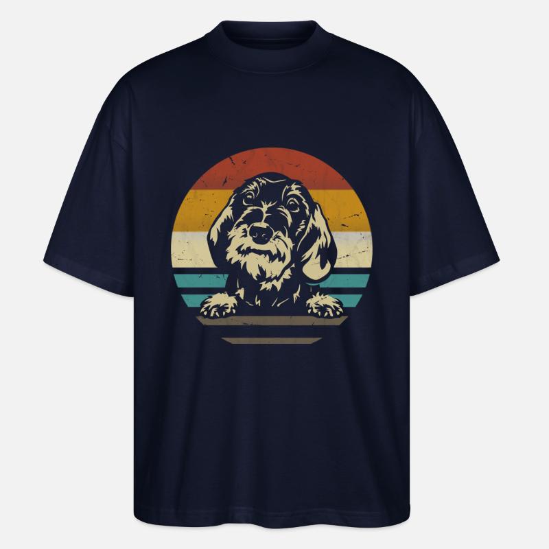 Teckel Race Rauhaar Teckel rétro - T-shirt bio Blaster 2.0 coupe oversize Stanley/Stella Unisexe - marine