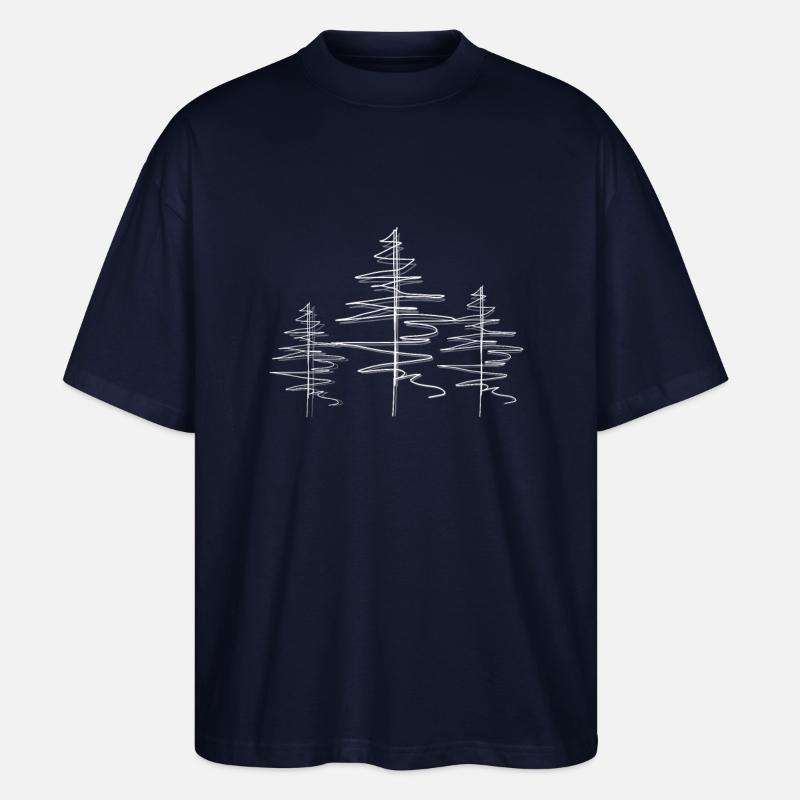 Baum Wald Lineart - Stanley/Stella Oversized Unisex Bio T-Shirt Blaster 2.0 - Navy