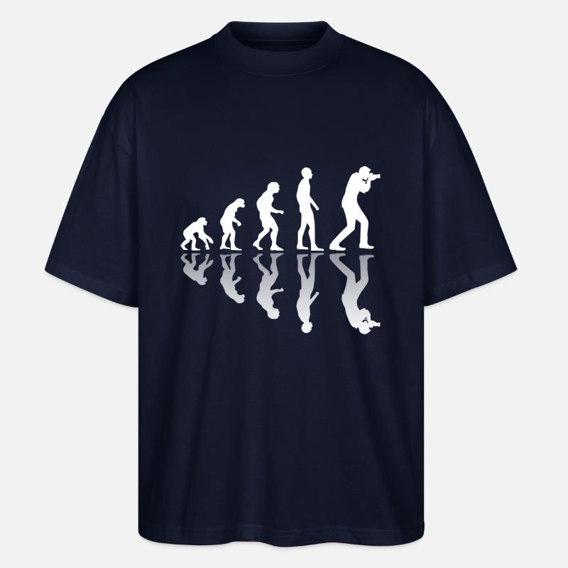 Evolution Fotograf Kamera - fotografieren Geschenk - Stanley/Stella Oversized Unisex Bio T-Shirt Blaster 2.0 - Navy