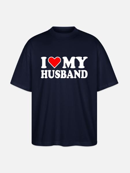I love my husband - Stanley/Stella Oversized Unisex Organic T-shirt Blaster 2.0 - navy