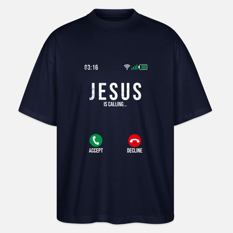 Jesus is calling - Stanley/Stella Oversized Unisex Bio T-Shirt Blaster 2.0 - Navy