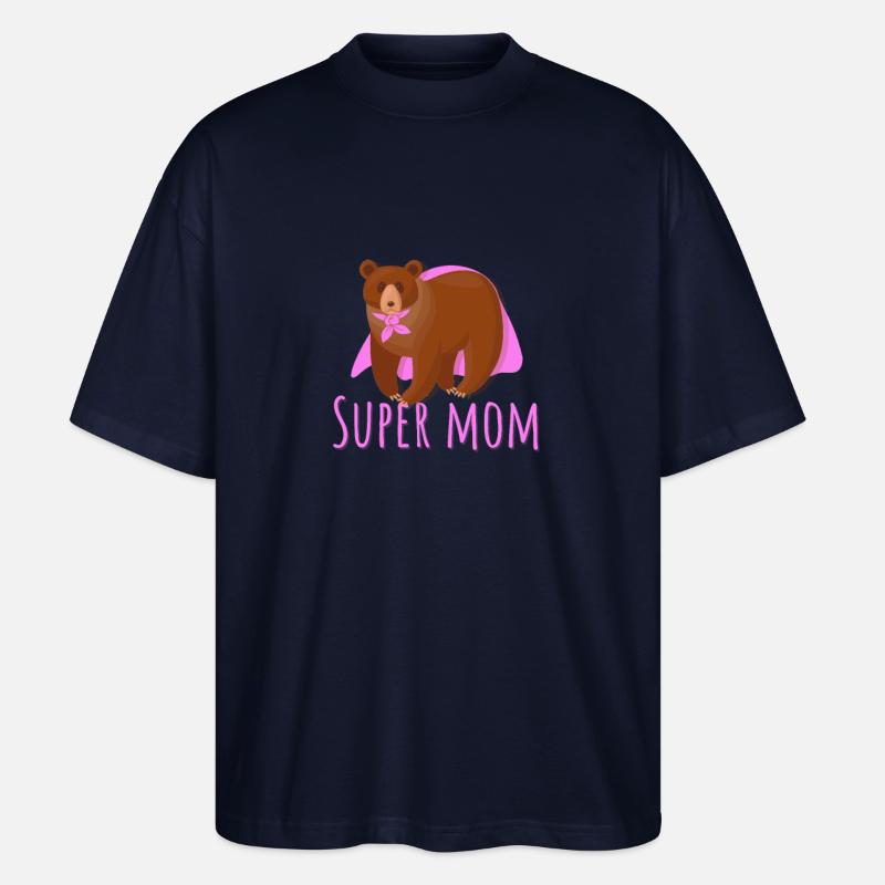 Super Mom Bear - Stanley/Stella Oversized Unisex Organic T-shirt Blaster 2.0 - navy
