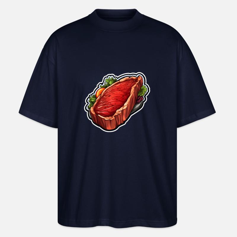 Steak Fleisch Essen - Stanley/Stella Oversized Unisex Bio T-Shirt Blaster 2.0 - Navy