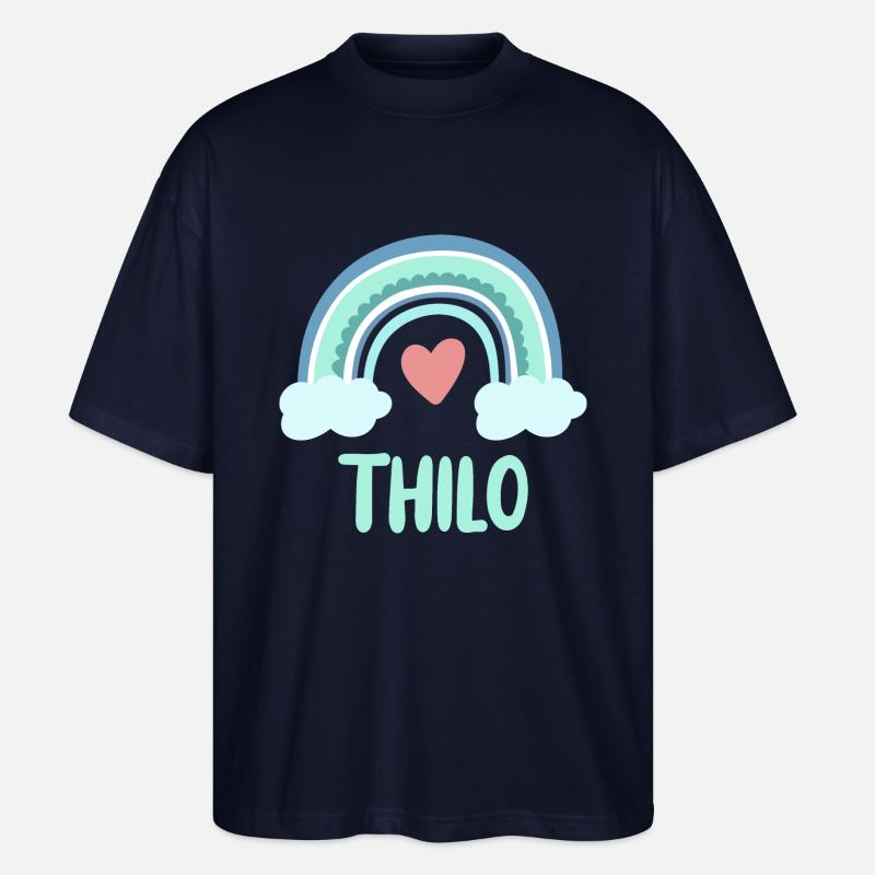 Thilo Name Regenbogen Baby - Stanley/Stella Oversized Unisex Bio T-Shirt Blaster 2.0 - Navy