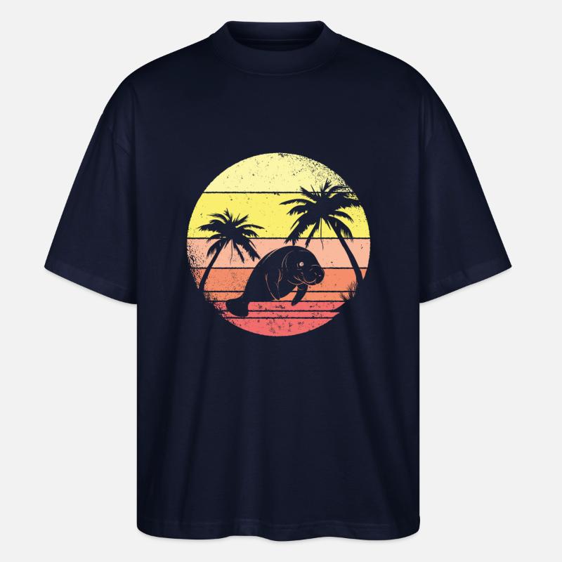 Seacow And Palms - Stanley/Stella Oversized Unisex Organic T-shirt Blaster 2.0 - navy