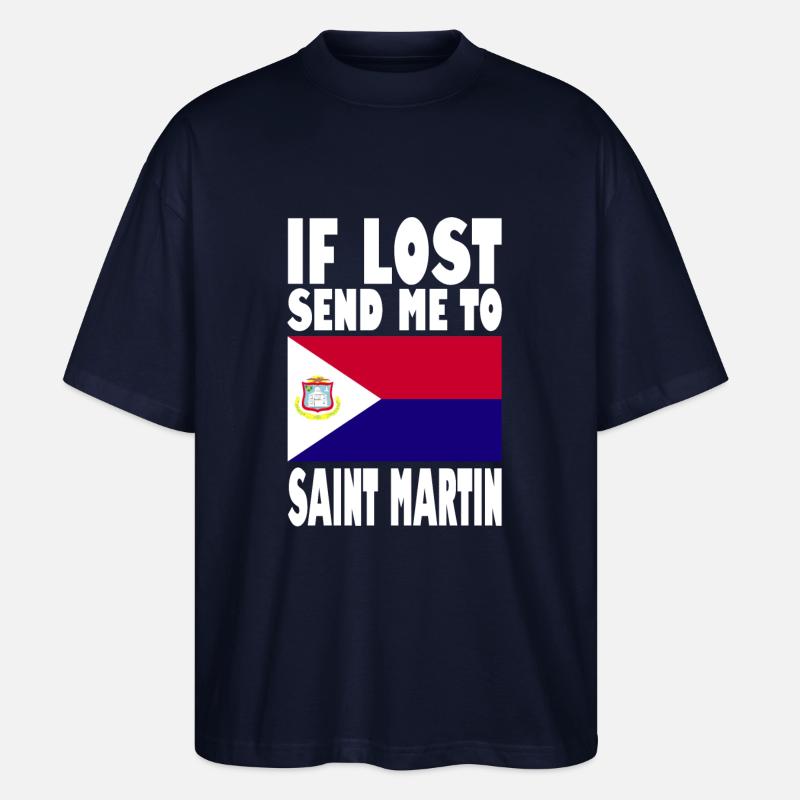 St. Martin Flagge Spruch - Stanley/Stella Oversized Unisex Bio T-Shirt Blaster 2.0 - Navy
