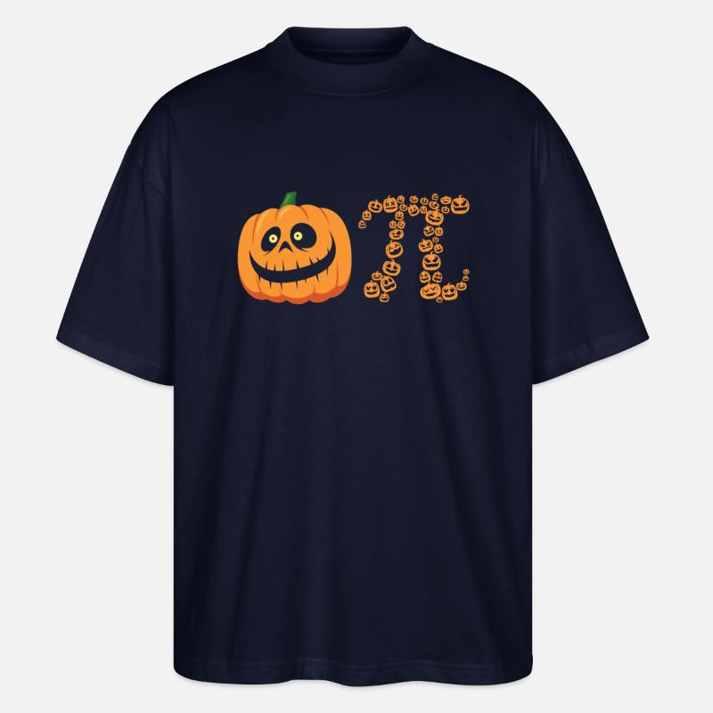 Pi-symbol Spooky Pumpkin Monsters - Stanley/Stella Oversized Unisex Bio T-Shirt Blaster 2.0 - Navy