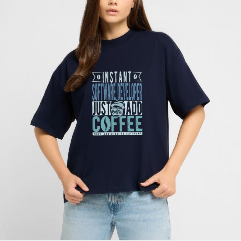Software Developer Coffee Saying Stanley/Stella Oversized Unisex Organic T-shirt Blaster 2.0