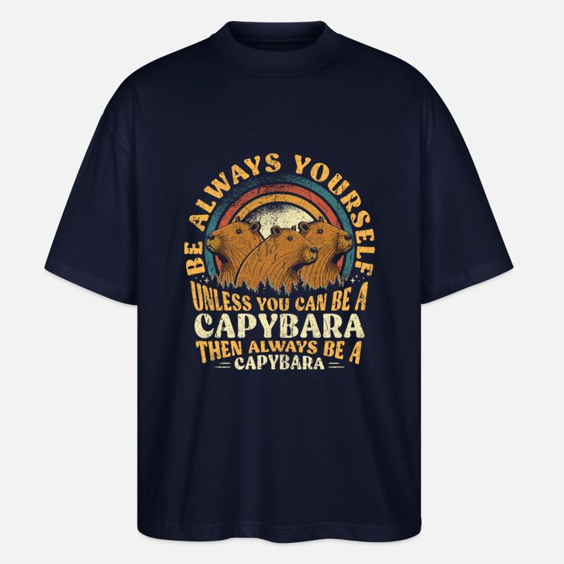 Capybara Sei Immer Du Selbst - Stanley/Stella Oversized Unisex Bio T-Shirt Blaster 2.0 - Navy