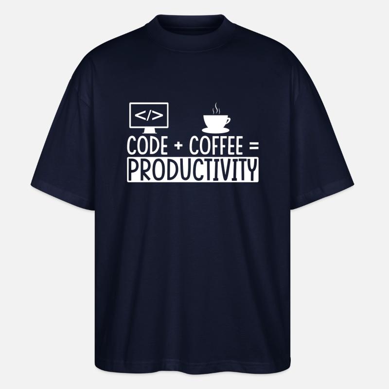 Coder Kaffee Geschenk - Stanley/Stella Oversized Unisex Bio T-Shirt Blaster 2.0 - Navy