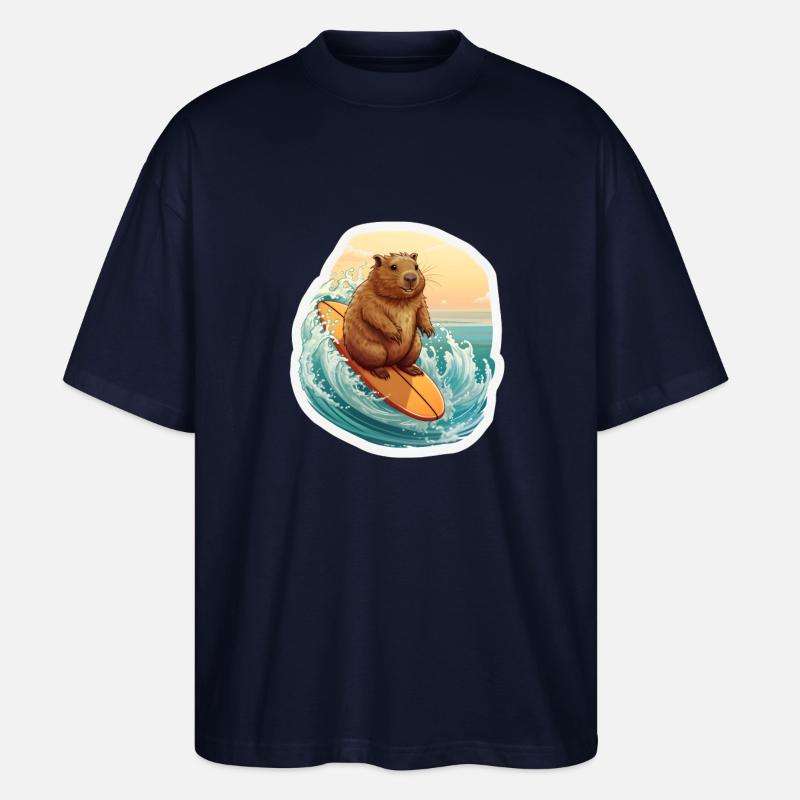 Capybara Surfer - Stanley/Stella Oversized Unisex Bio T-Shirt Blaster 2.0 - Navy