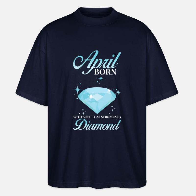 Pierre de naissance Diamant d’avril - T-shirt bio Blaster 2.0 coupe oversize Stanley/Stella Unisexe - marine