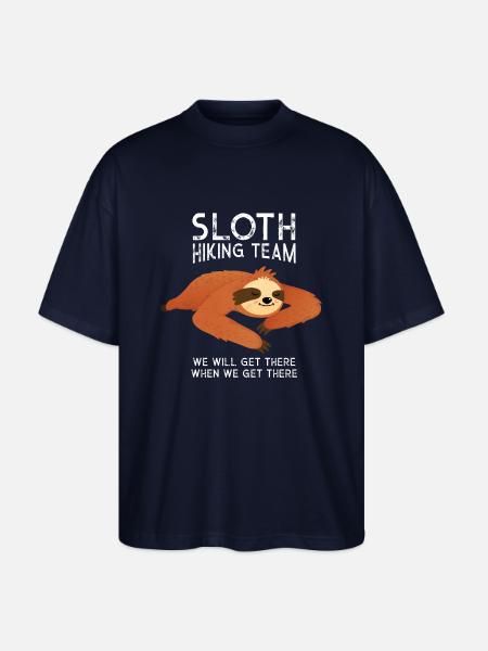 Sloth Hiking Team, Hiking, Mountain - Stanley/Stella Oversized Unisex Organic T-shirt Blaster 2.0 - navy