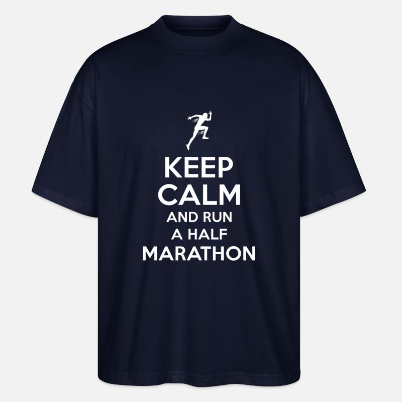 Marathon saying Keep Calm - Stanley/Stella Oversized Unisex Organic T-shirt Blaster 2.0 - navy