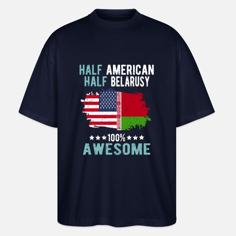 Halb Amerikaner Halb Belarusse - Stanley/Stella Oversized Unisex Bio T-Shirt Blaster 2.0 - Navy
