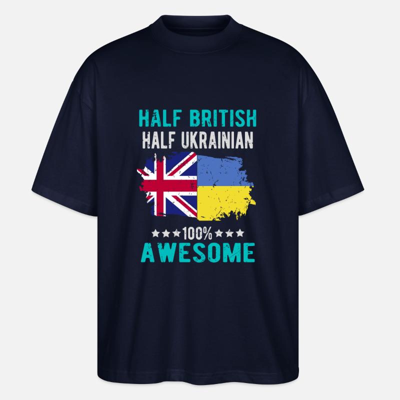 Halb Brite Halb Ukrainer - Stanley/Stella Oversized Unisex Bio T-Shirt Blaster 2.0 - Navy