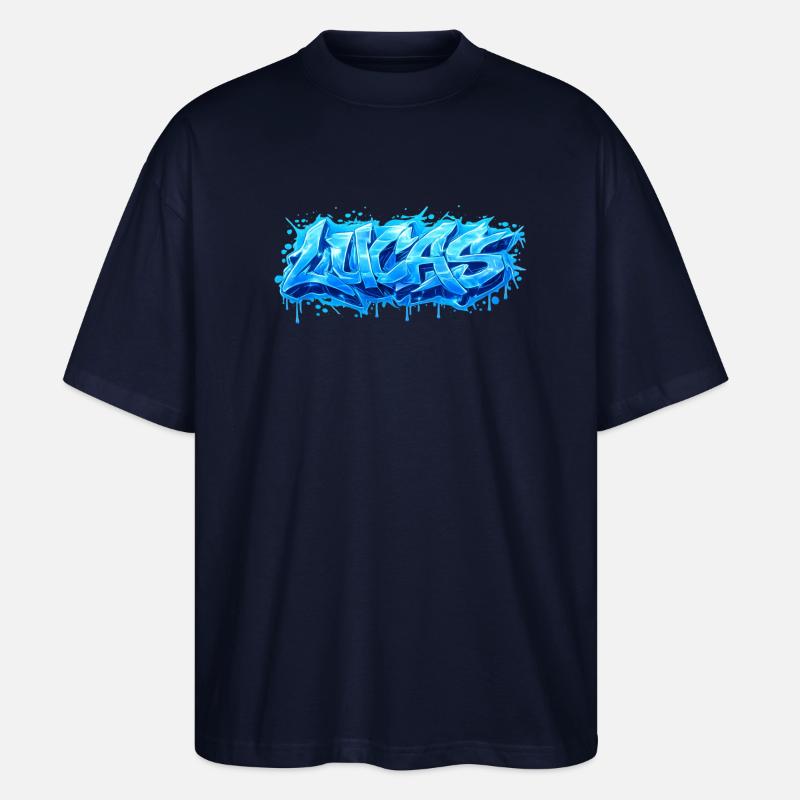 Graffiti LUCAS Name Geschenk Ideal druckbar - Stanley/Stella Oversized Unisex Bio T-Shirt Blaster 2.0 - Navy