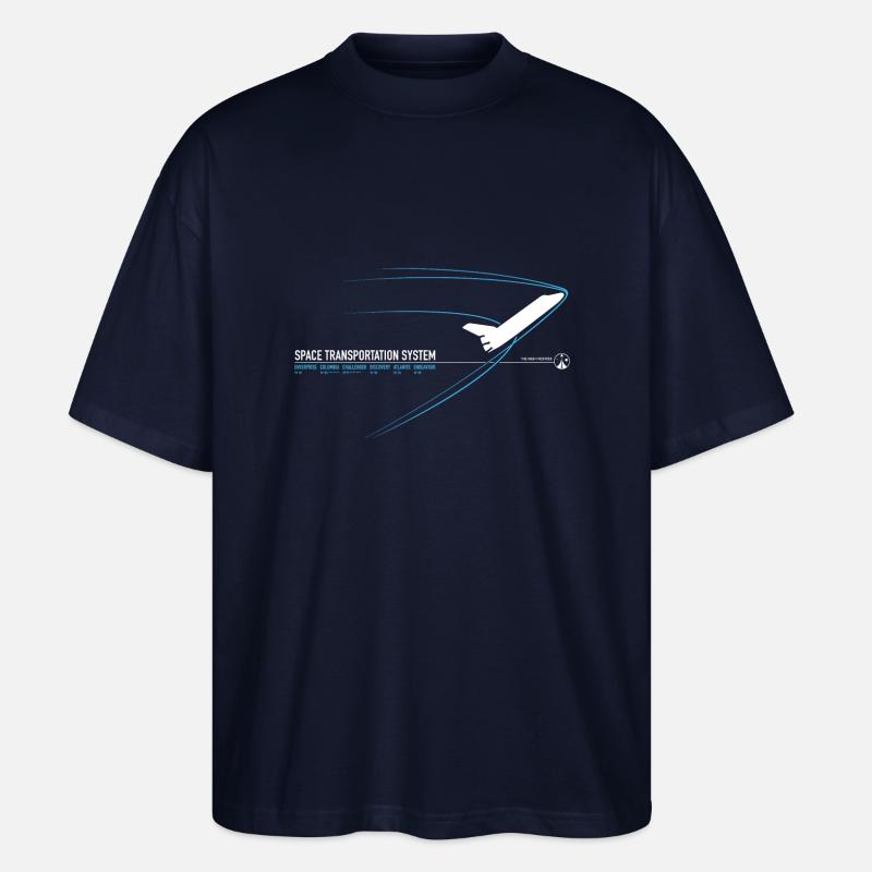 Space Shuttle (blauer Druck) - Stanley/Stella Oversized Unisex Bio T-Shirt Blaster 2.0 - Navy