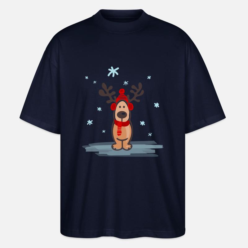 Weihnachten - Elch - Stanley/Stella Oversized Unisex Bio T-Shirt Blaster 2.0 - Navy