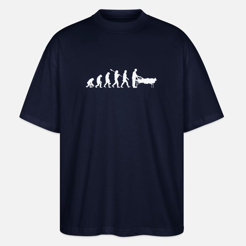 Massage therapist evolution - Stanley/Stella Oversized Unisex Organic T-shirt Blaster 2.0 - navy