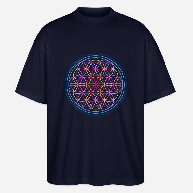 Fleur de vie rouge-bleu - T-shirt bio Blaster 2.0 coupe oversize Stanley/Stella Unisexe - marine