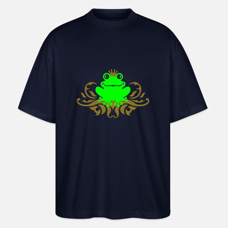 Frosch - König - Schnörkel - Stanley/Stella Oversized Unisex Bio T-Shirt Blaster 2.0 - Navy