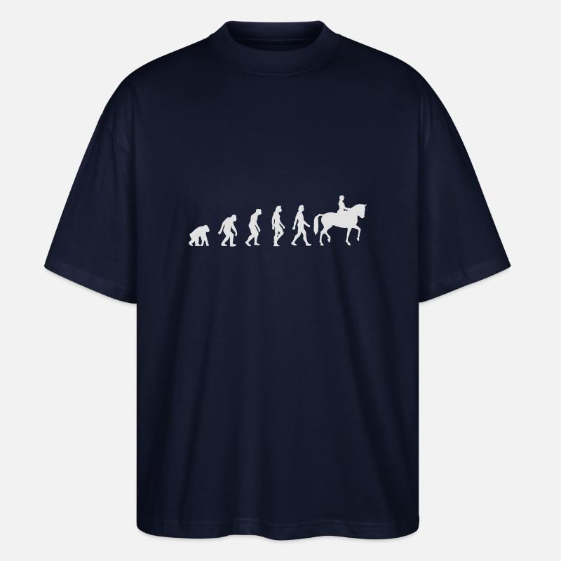 L'évolution de l'équitation - T-shirt bio Blaster 2.0 coupe oversize Stanley/Stella Unisexe - marine