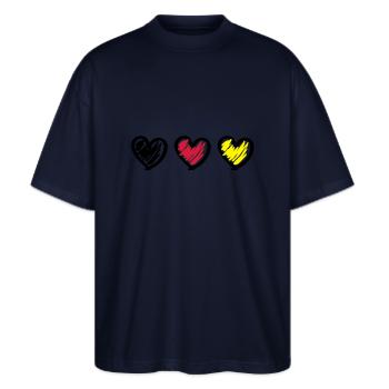 Deutschland herzen - Stanley/Stella Oversized Unisex Bio T-Shirt Blaster 2.0 - Navy - Vorne - Alina (178cm) & Michal (187cm)