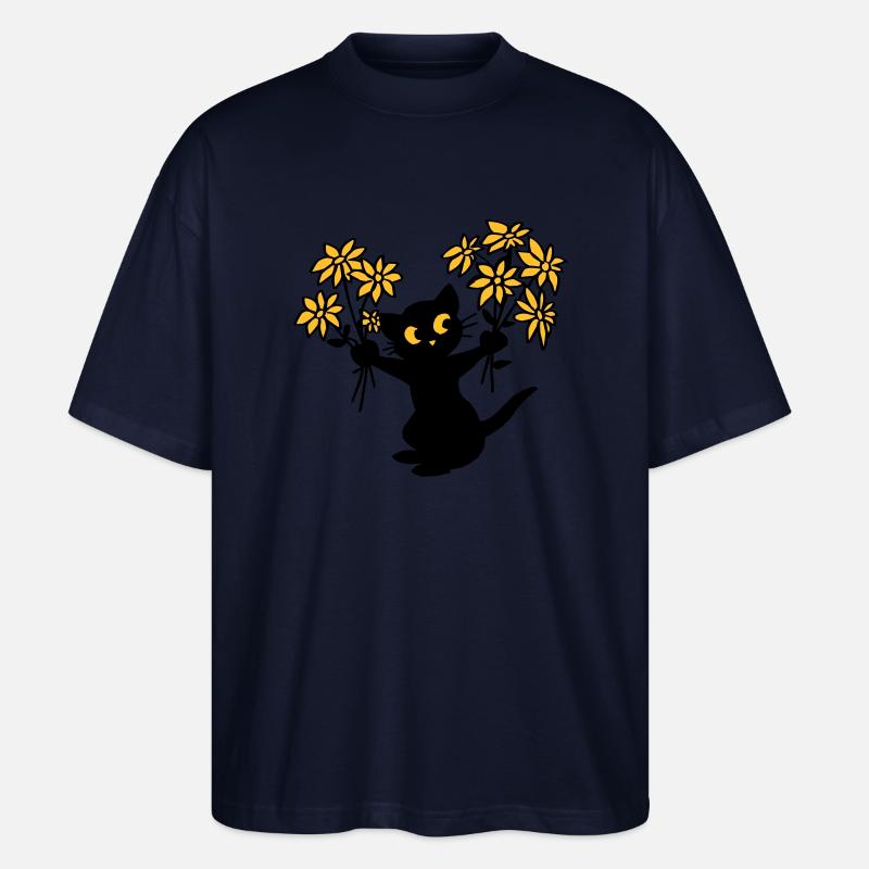 Le chat aux fleurs - T-shirt bio Blaster 2.0 coupe oversize Stanley/Stella Unisexe - marine