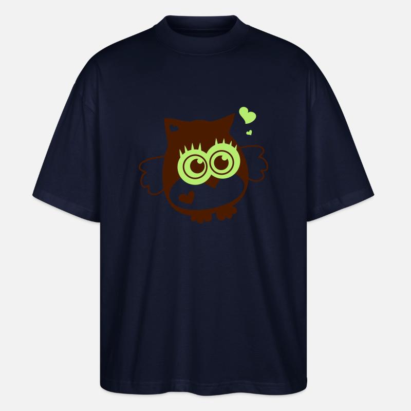 Eule - Kawaii mit Herzen - Stanley/Stella Oversized Unisex Bio T-Shirt Blaster 2.0 - Navy