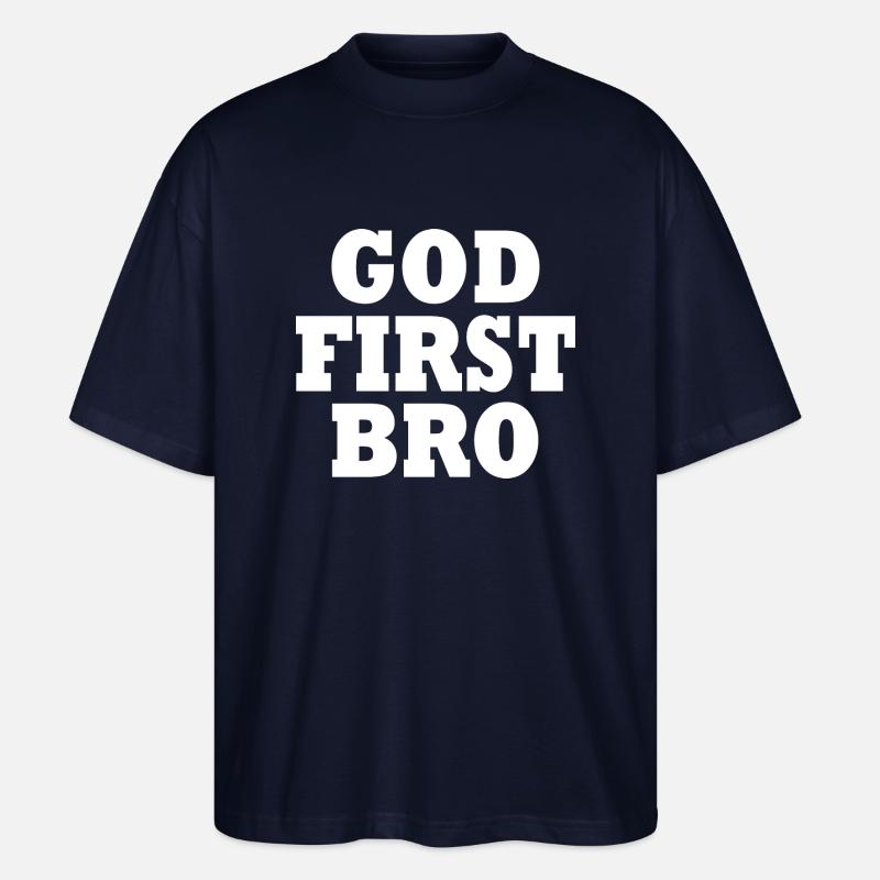God first bro - Stanley/Stella Oversized Unisex Organic T-shirt Blaster 2.0 - navy