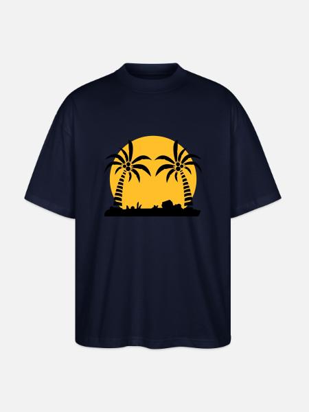 island_palm_sunset_ve2 - Stanley/Stella Oversized Unisex Organic T-shirt Blaster 2.0 - navy