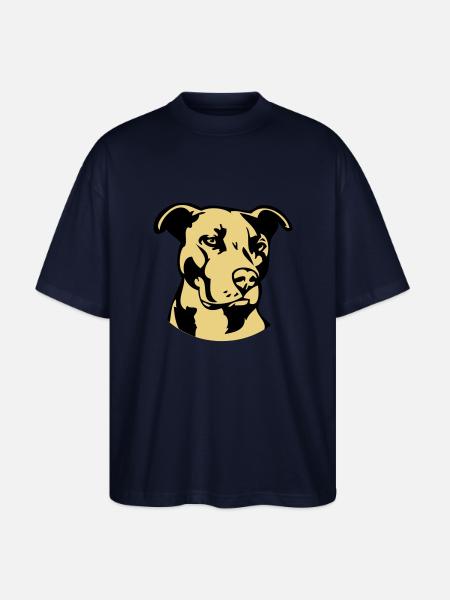 Pitbull zweifarbig - Hund Kampfhund - Stanley/Stella Oversized Unisex Bio T-Shirt Blaster 2.0 - Navy