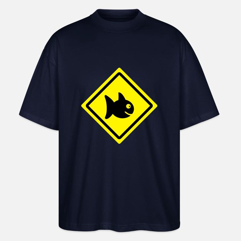 fish roadsign - Stanley/Stella Oversized Unisex Bio T-Shirt Blaster 2.0 - Navy