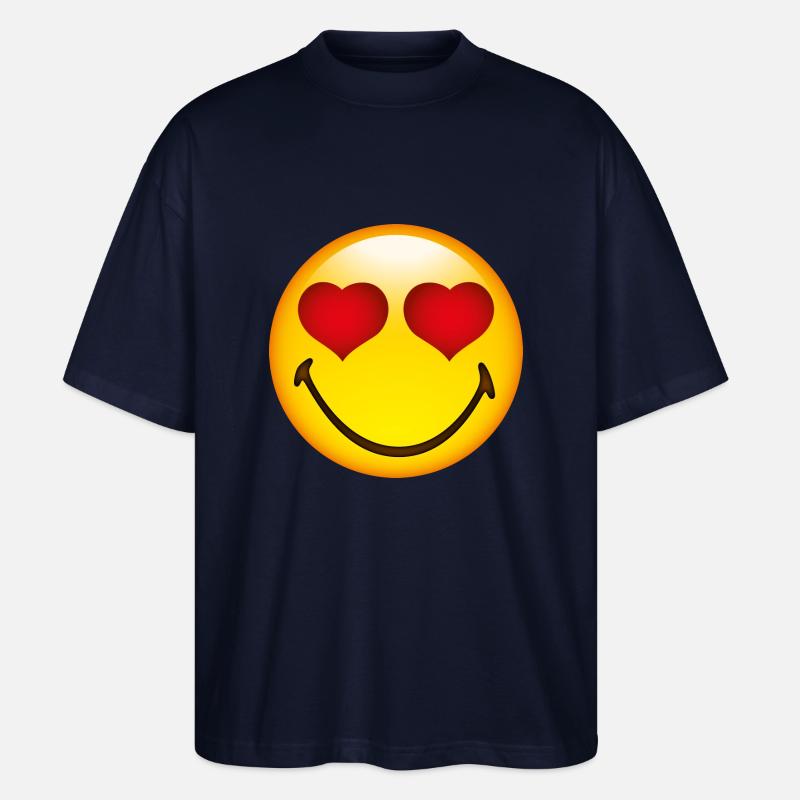 Smiley Heart - Stanley/Stella Blaster 2.0 Unisex Oversized Luomu T-paita - laivastonsininen