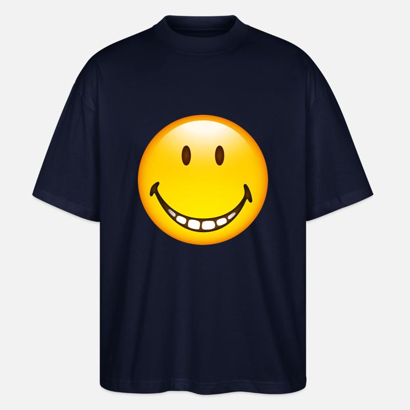 Smiley Grin - Ekologiczne Koszulka Oversize Unisex Stanley/Stella Blaster 2.0 - granatowy