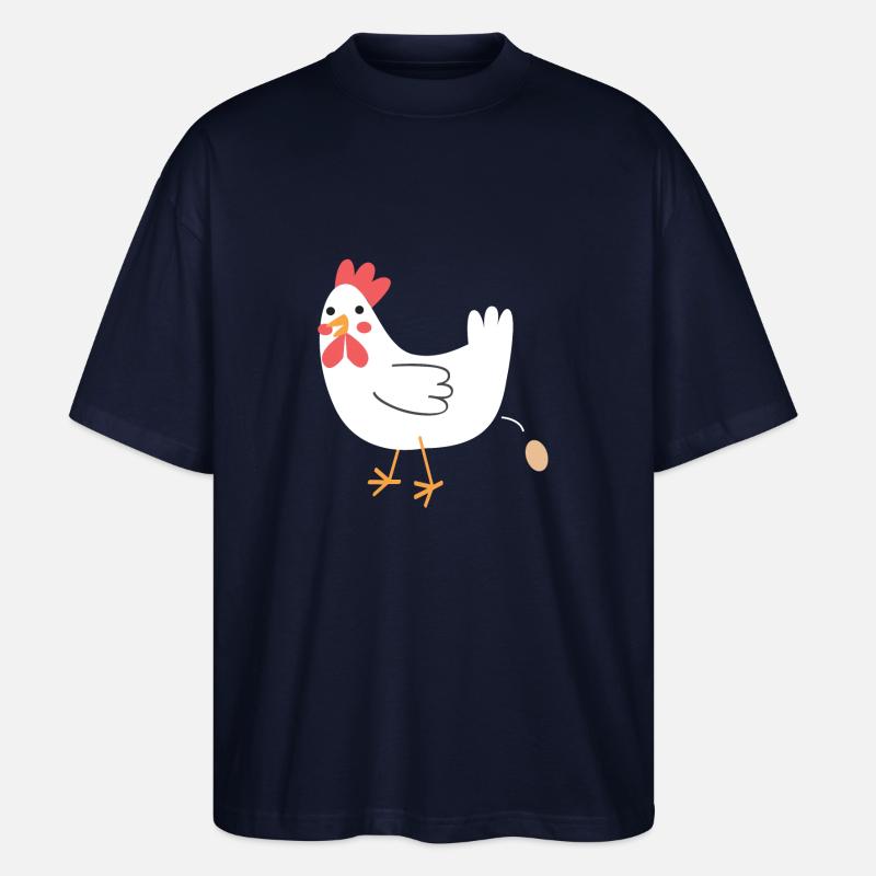 Chicken pooping an egg! - Stanley/Stella Oversized Unisex Organic T-shirt Blaster 2.0 - navy