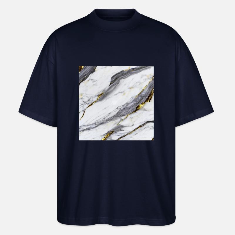 Marble White Gold Structure - Stanley/Stella Oversized Unisex Organic T-shirt Blaster 2.0 - navy
