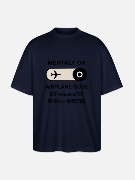 Mentally on Airplane Mode - Stanley/Stella Oversized Unisex Organic T-shirt Blaster 2.0 - navy