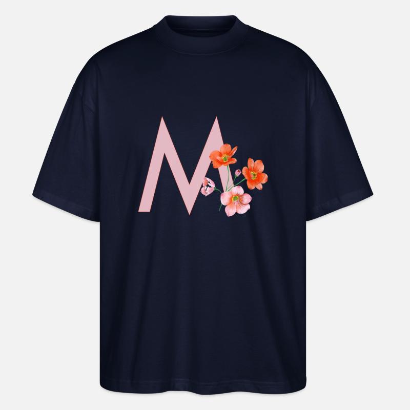 M mit Blumen - Stanley/Stella Oversized Unisex Bio T-Shirt Blaster 2.0 - Navy