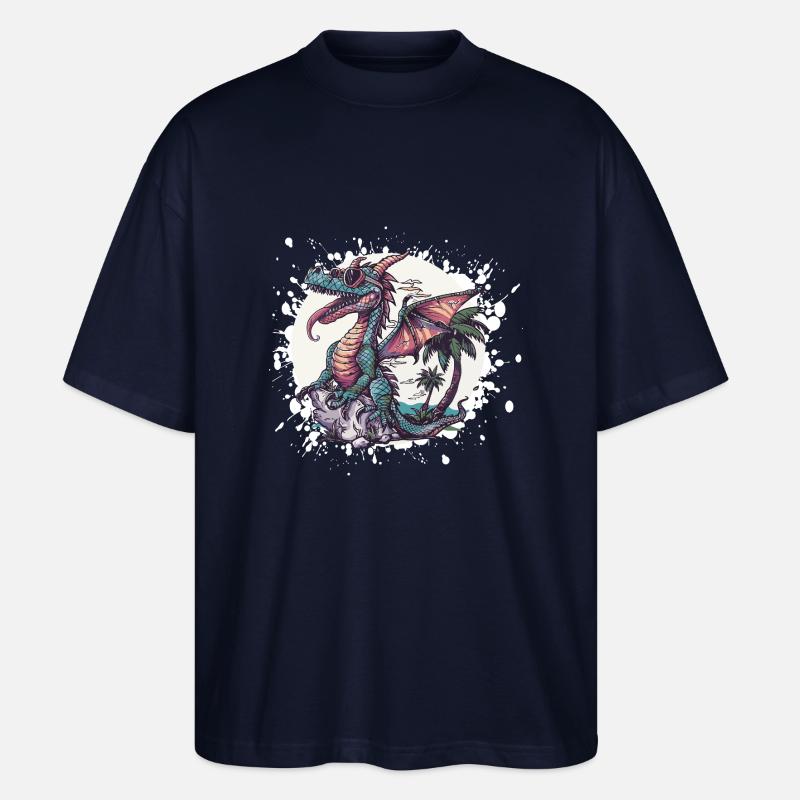 Drache Sommer Urlaub - Stanley/Stella Oversized Unisex Bio T-Shirt Blaster 2.0 - Navy
