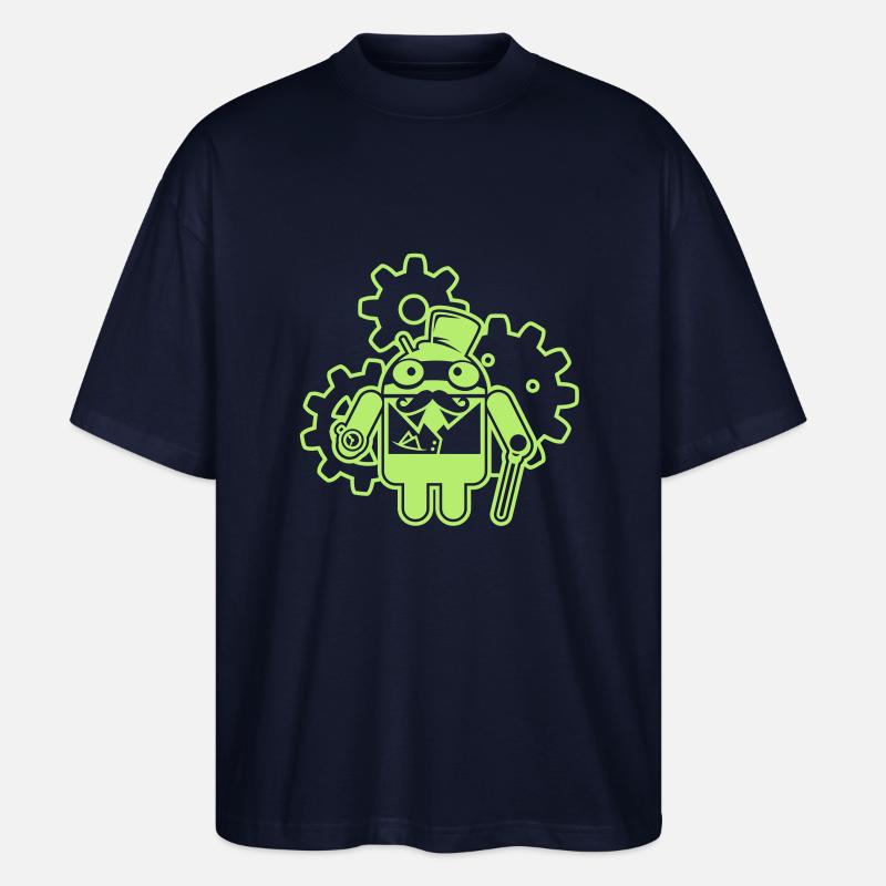 steampunkandroid_mono_light - Stanley/Stella Oversized Unisex Organic T-shirt Blaster 2.0 - navy